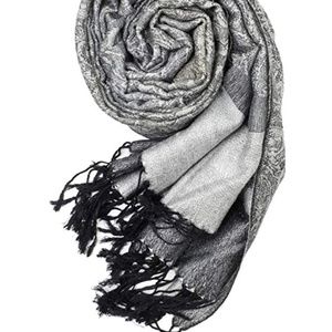 Gray Two Tone Pashmina Scarf Vintage Shawl Wrap